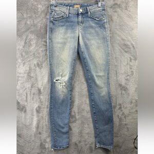 MOTHER USA Made Womens 25 The Looker Love Drunk Cowboy Jeans Distressed Low Rise